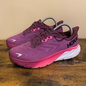 Hoka Arahi 6 Womens Running Shoes Wine Fuchsia Pink Stability Sneakers Size 8